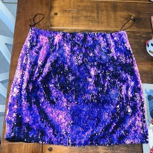 Purple blue beaded mini skirt